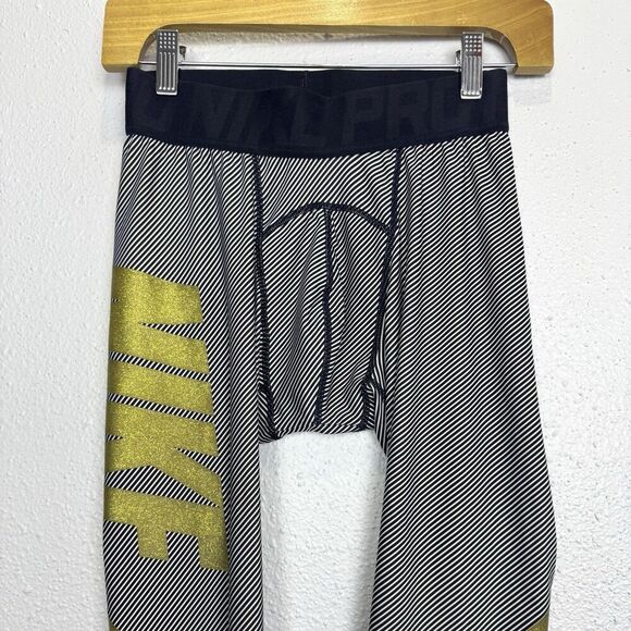 Nike Pro Mens Hyperwarm Compression Tights Size S White Black Logo Training Gym - Picture 3 of 8